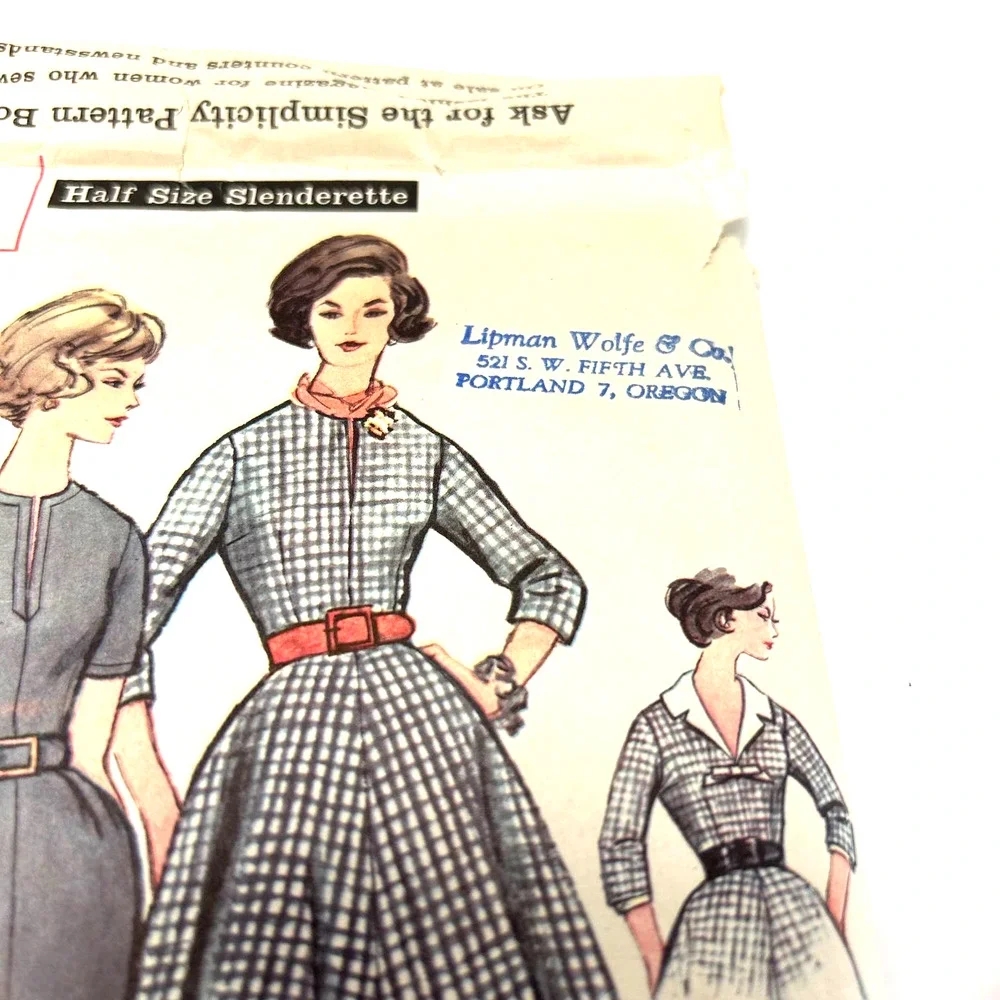 Simplicity Vintage 1950's Pattern #3118 Women's Half‎ Size Dress, Size 14.5
